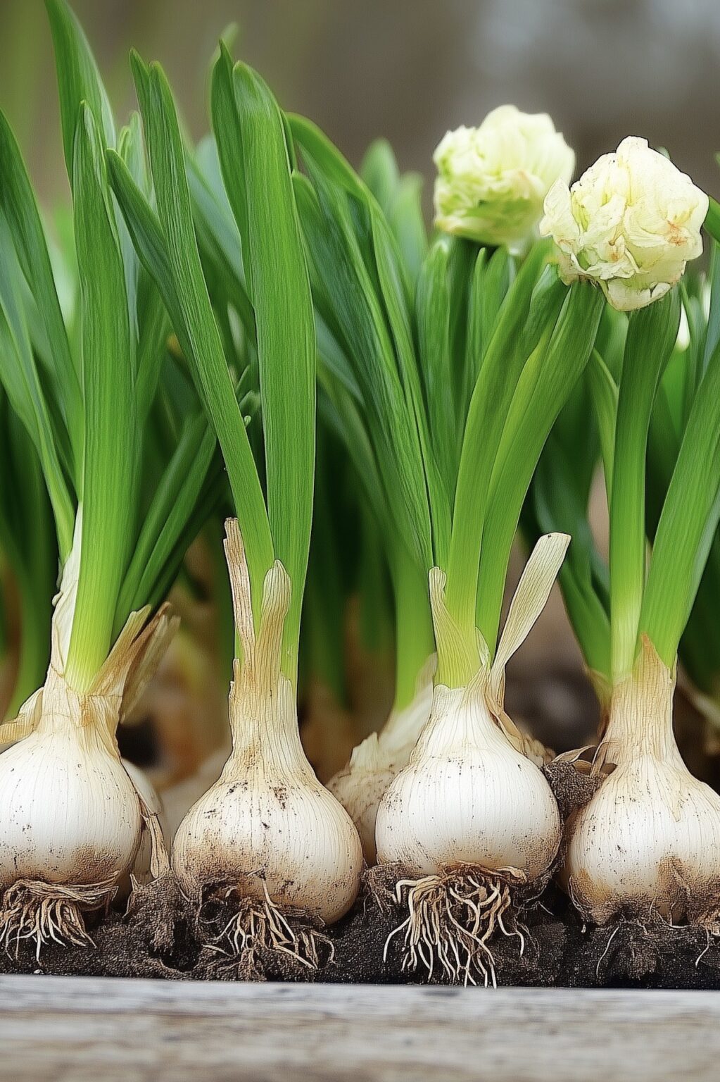 planter bulbes fleurs printemps blanches extérieur