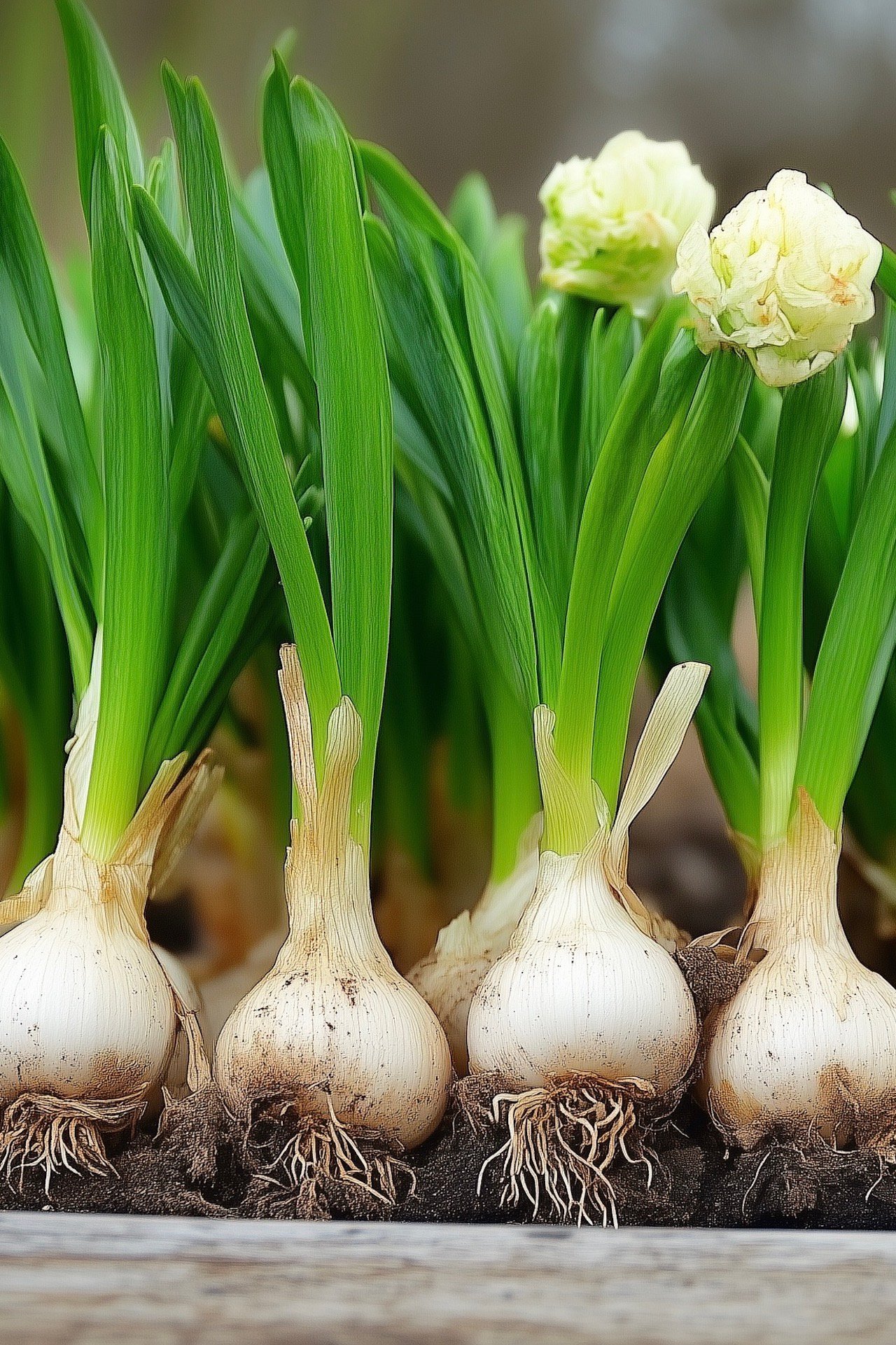 planter bulbes fleurs printemps blanches extérieur