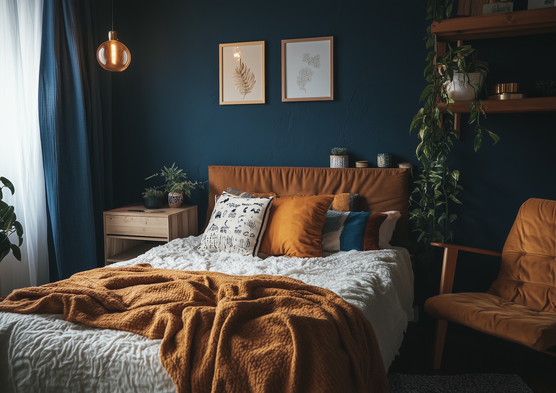 lit ado chambre bleue jaune moutarde - blog déco