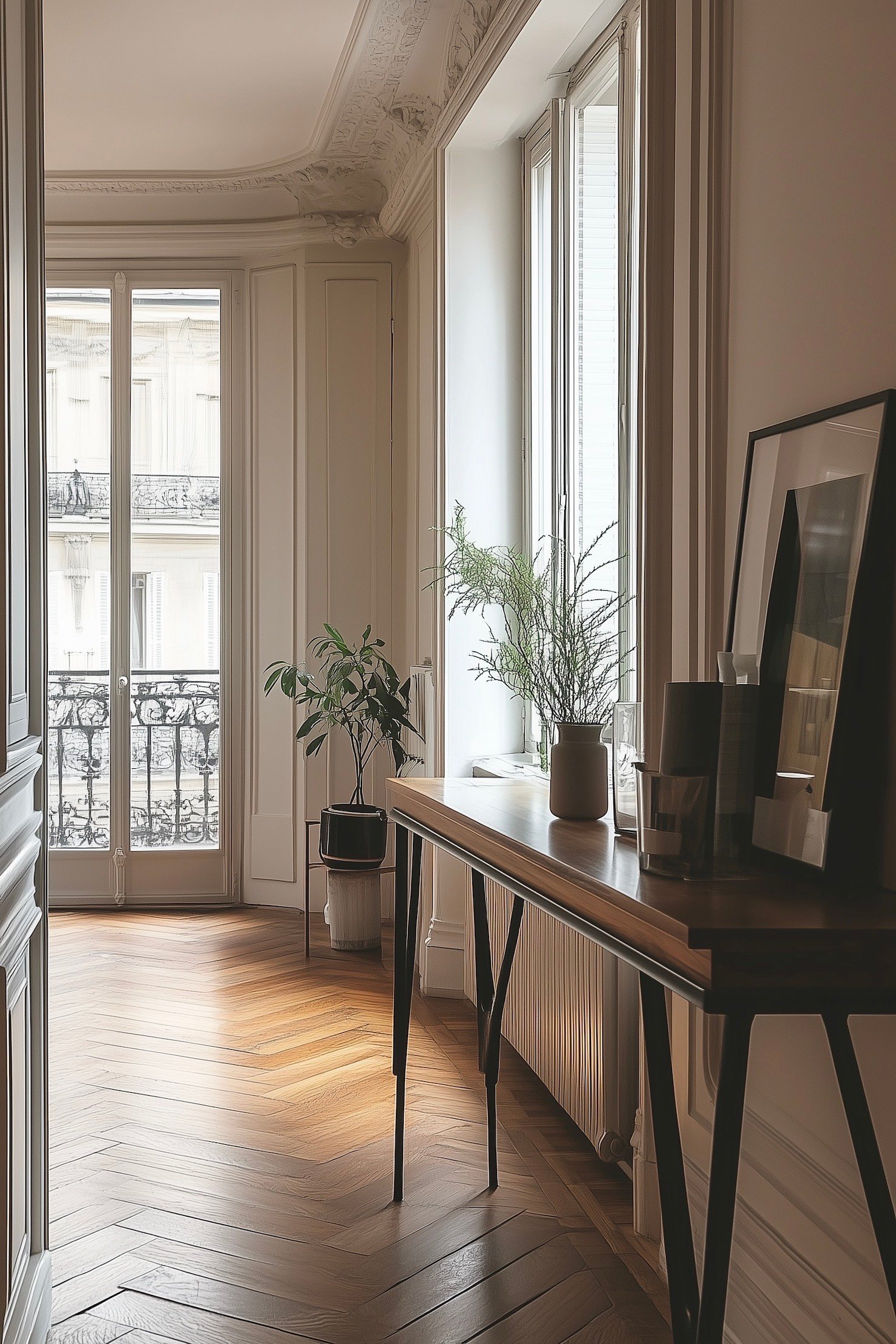 pied de console métal bois appartement Paris