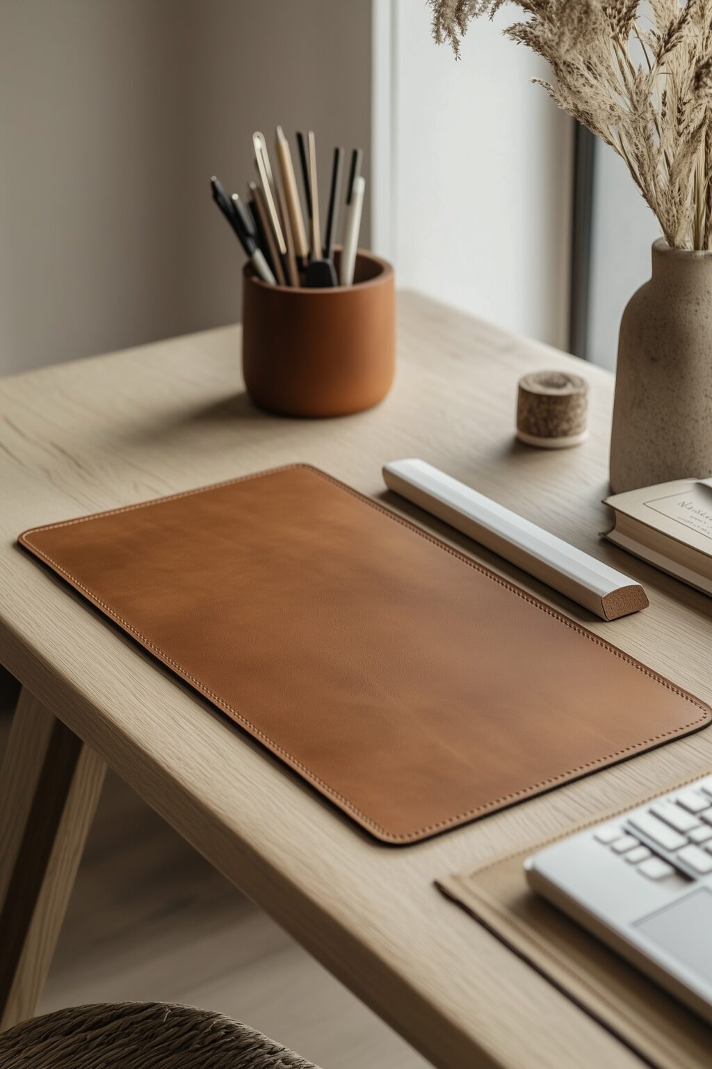 bureau cuir bois massif sous-main