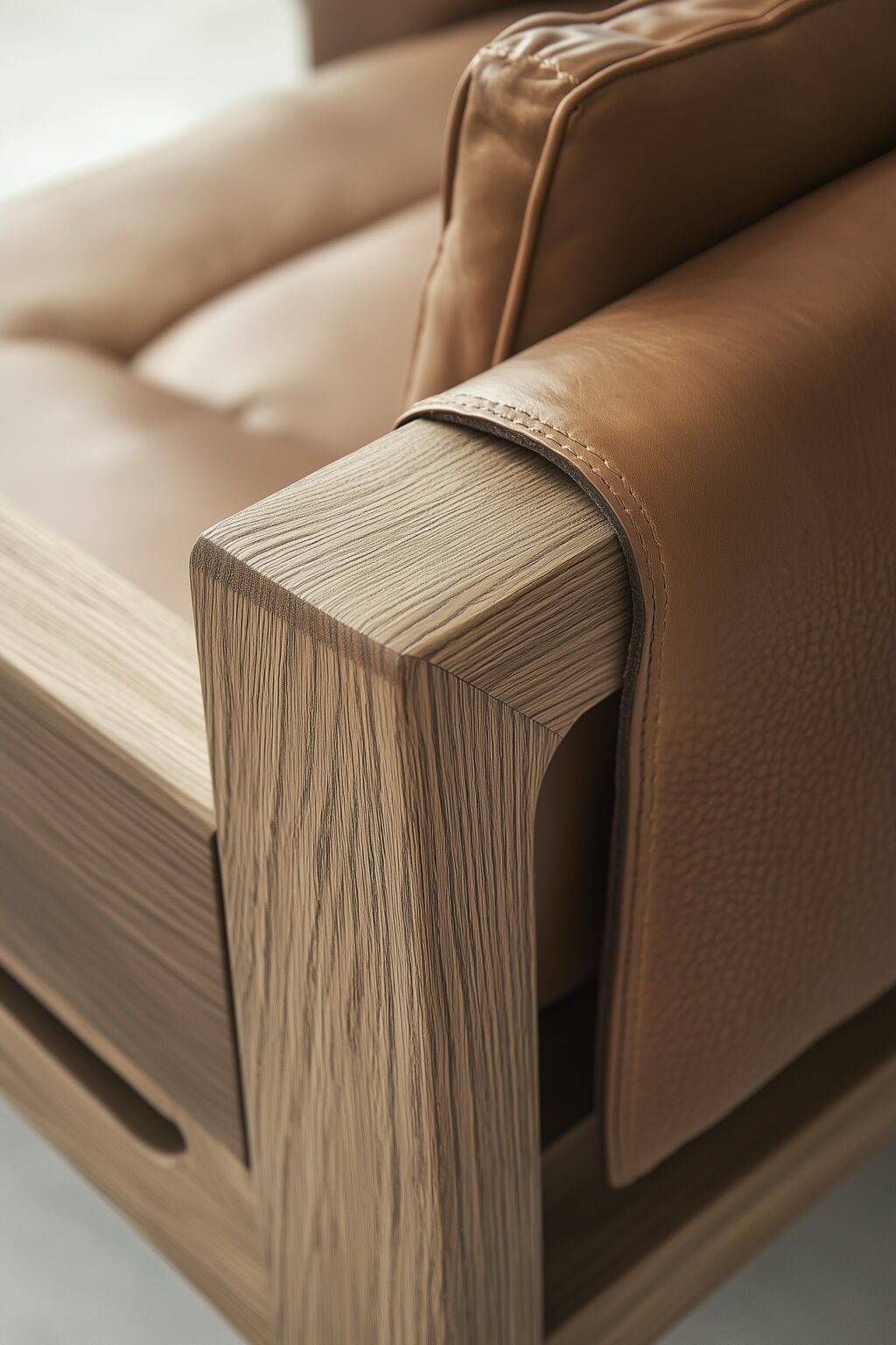 cuir bois détail déco fauteuil design