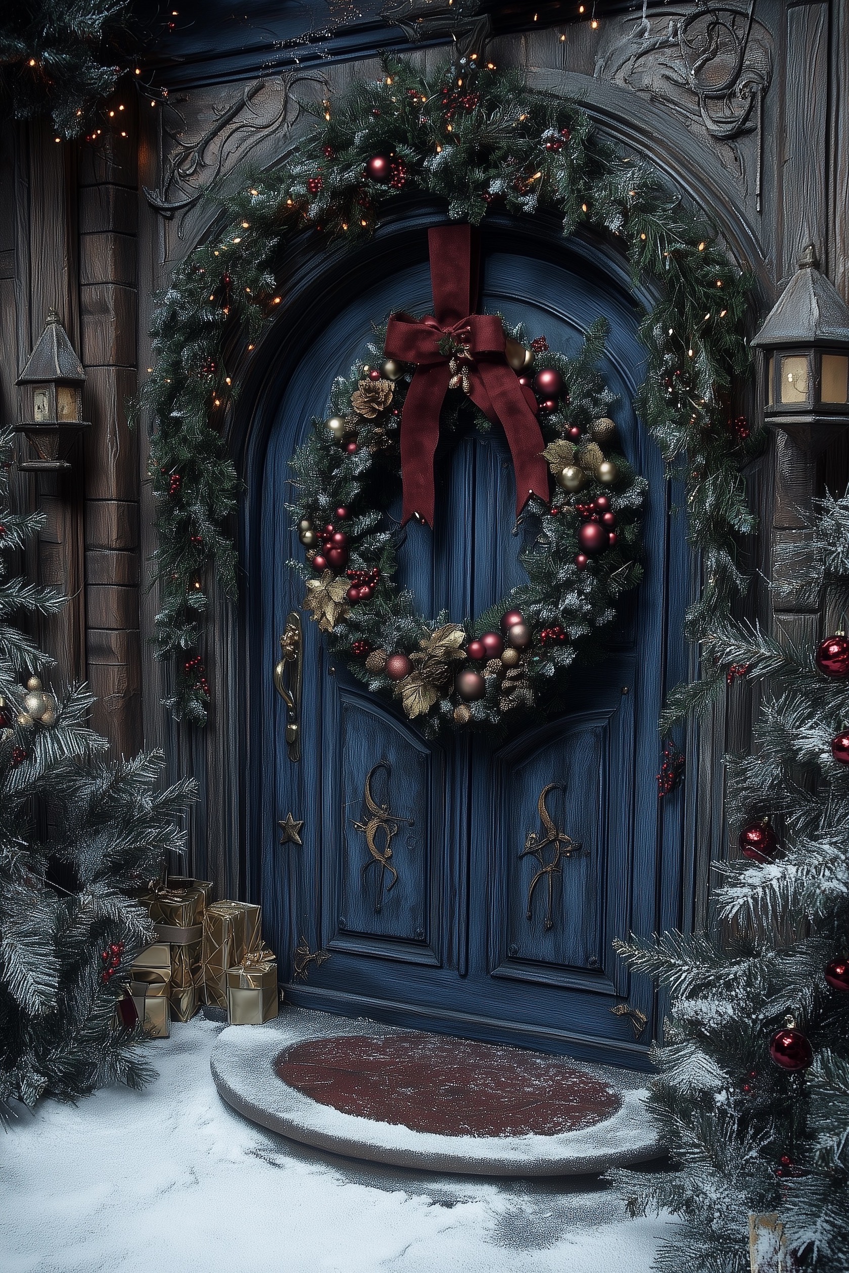 décoration Noel theme harry potter porte