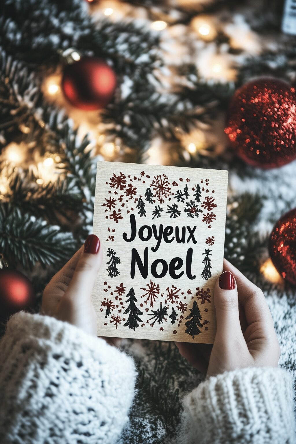 flat lay ambiance décembre sapin gros pull