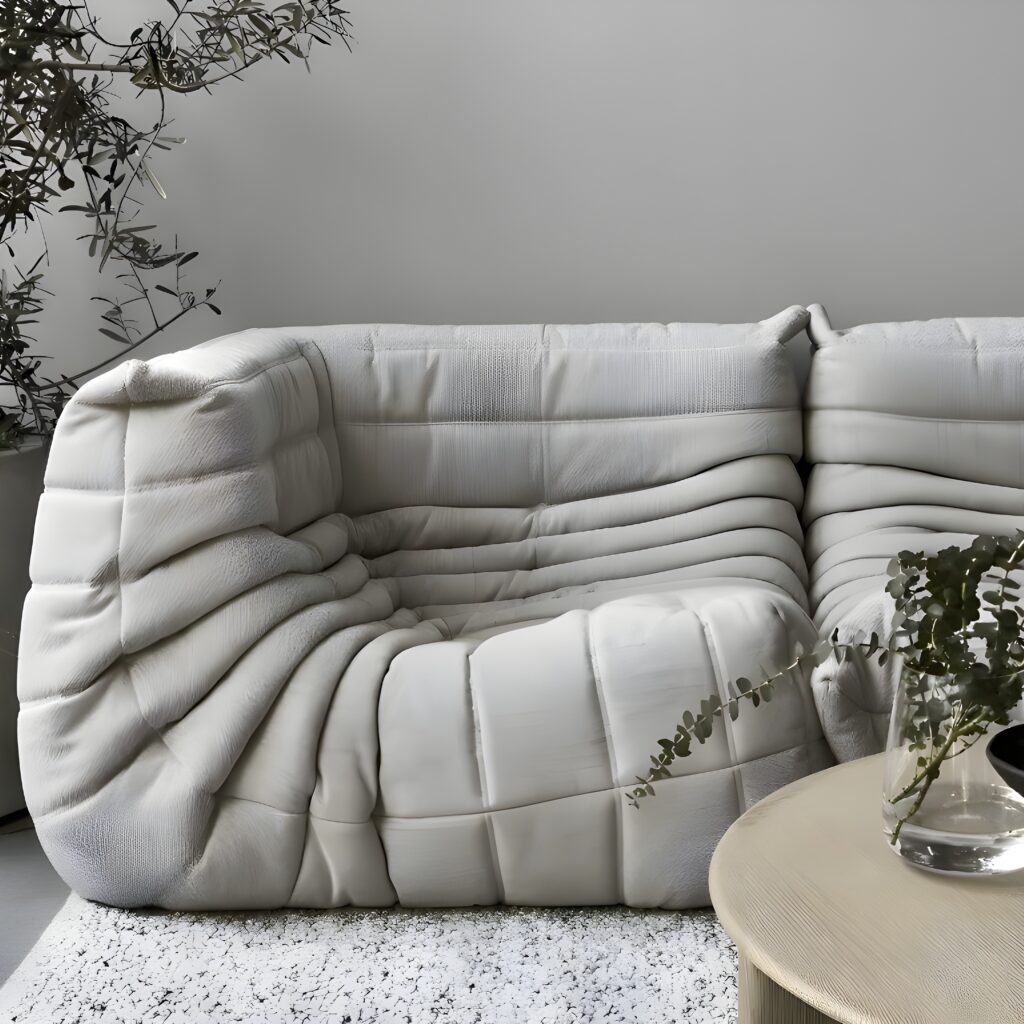 canapé angle chauffeuse Togo gris scandinave salon