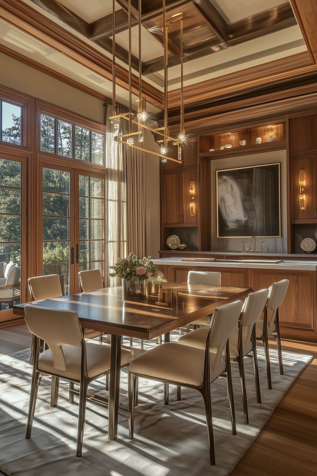 château intérieur style américain acajou laiton