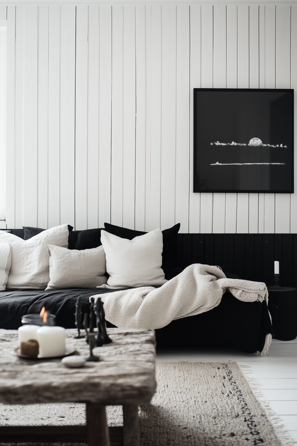 déco salon noir blanc campagne chic slow life