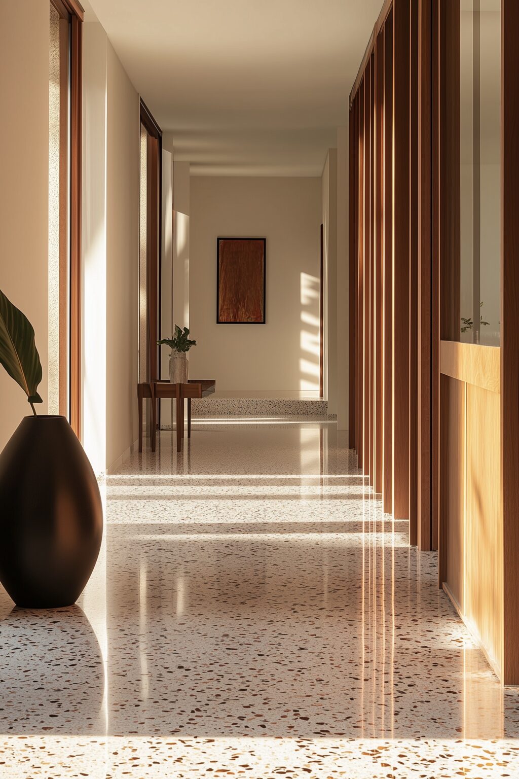 entrée couloir revêtement terrazzo carrelage confettis