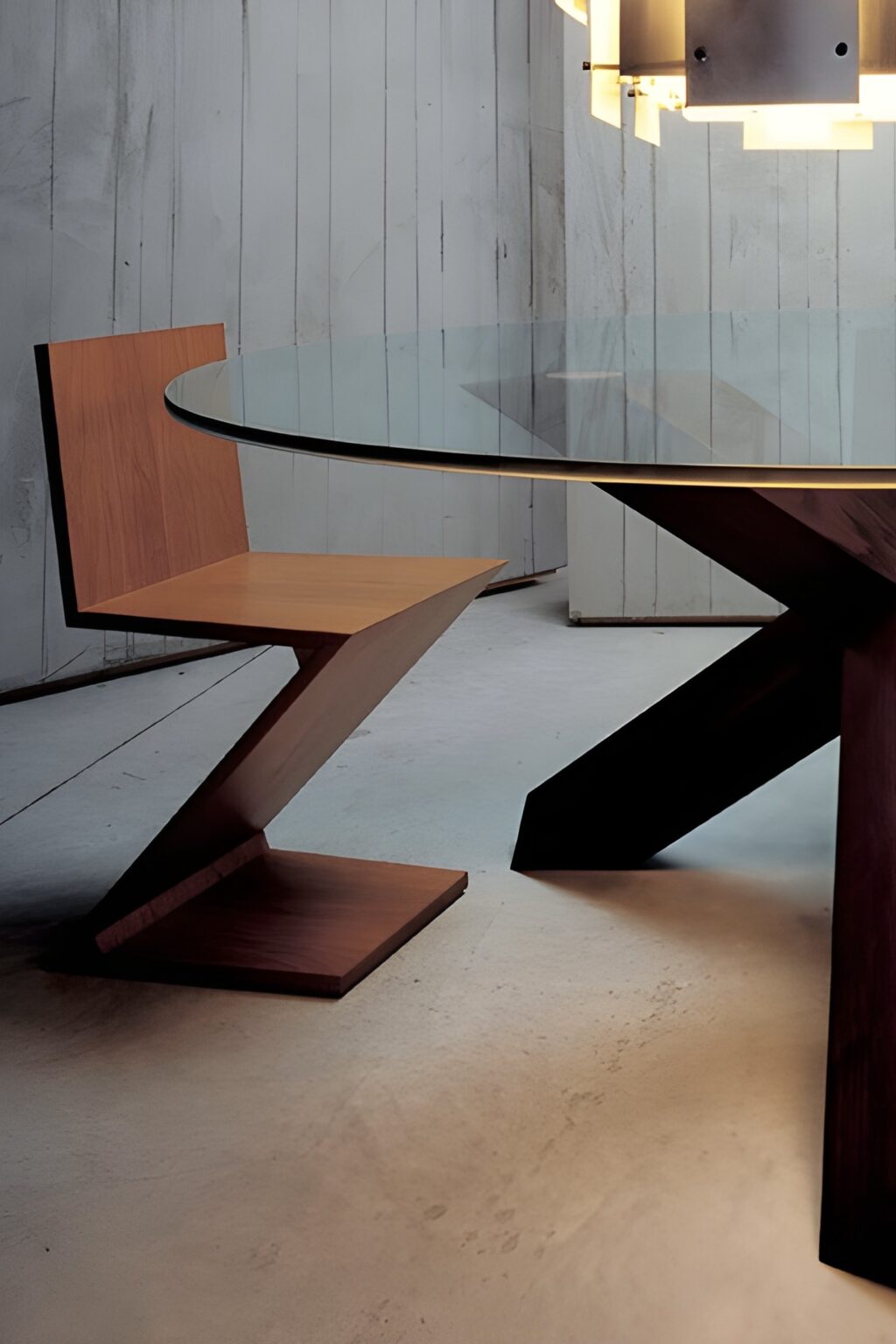 mobilier années 80 designer chaise bois zig zag