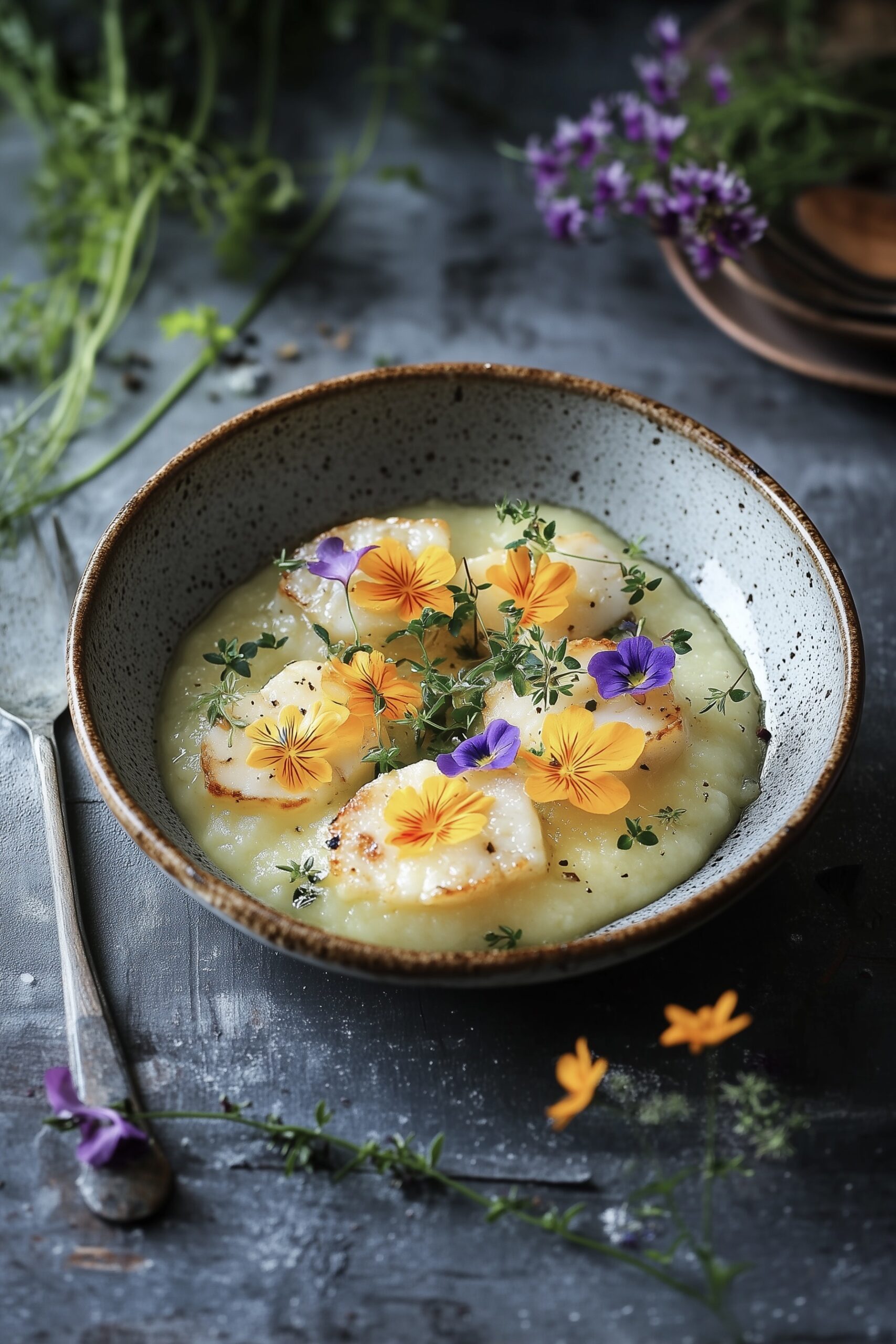 recette carpaccio Saint Jacques chou fleur Matthieu Hervé