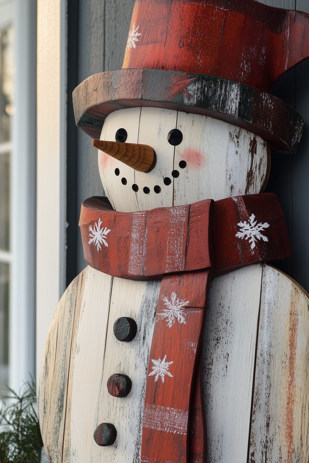 statue en bois extérieur décor Noël