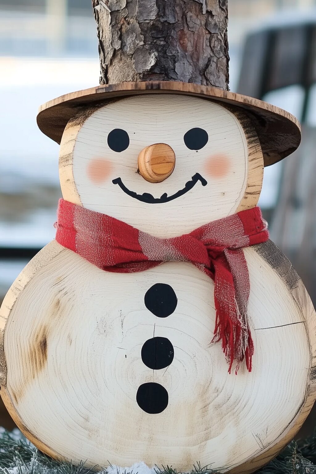 statue extérieure bonhomme de neige en bois à faire soi-même