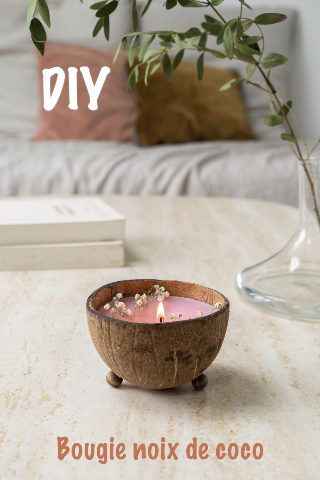bougie dans noix de coco cadeau parfumé diy