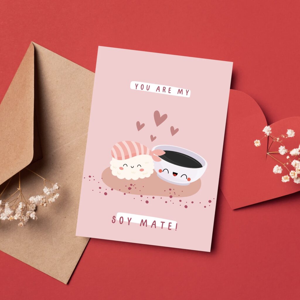 carte amour sushi japonaise papeterie kawai