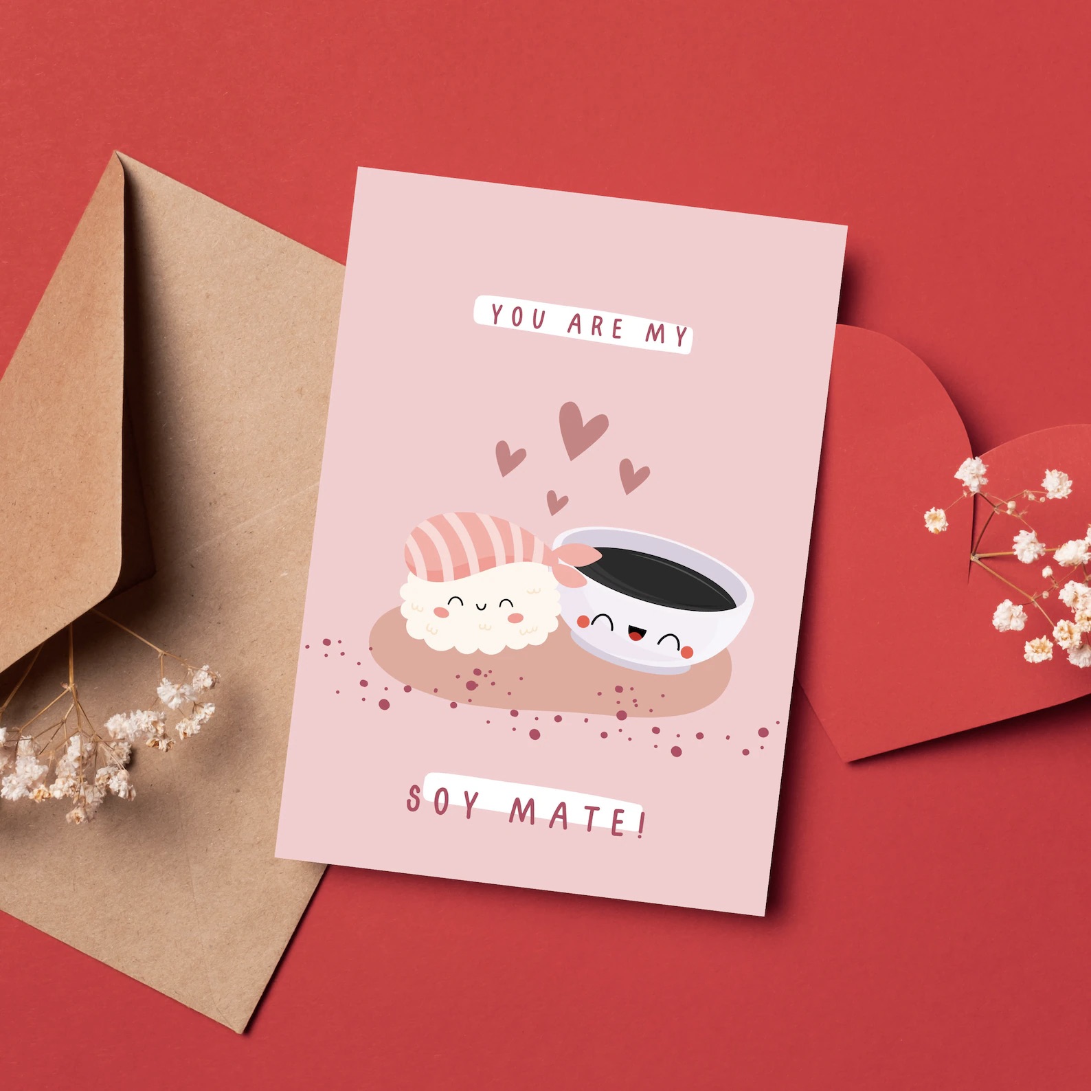 carte amour sushi japonaise papeterie kawai