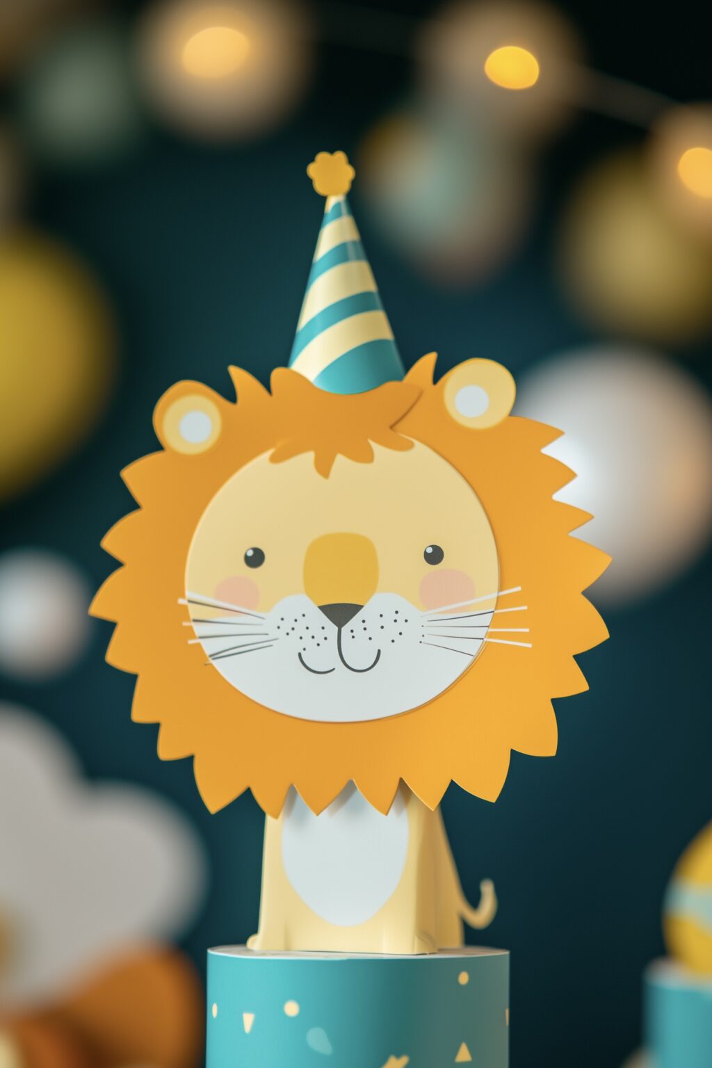 carte invitation fête anniversaire forme lion