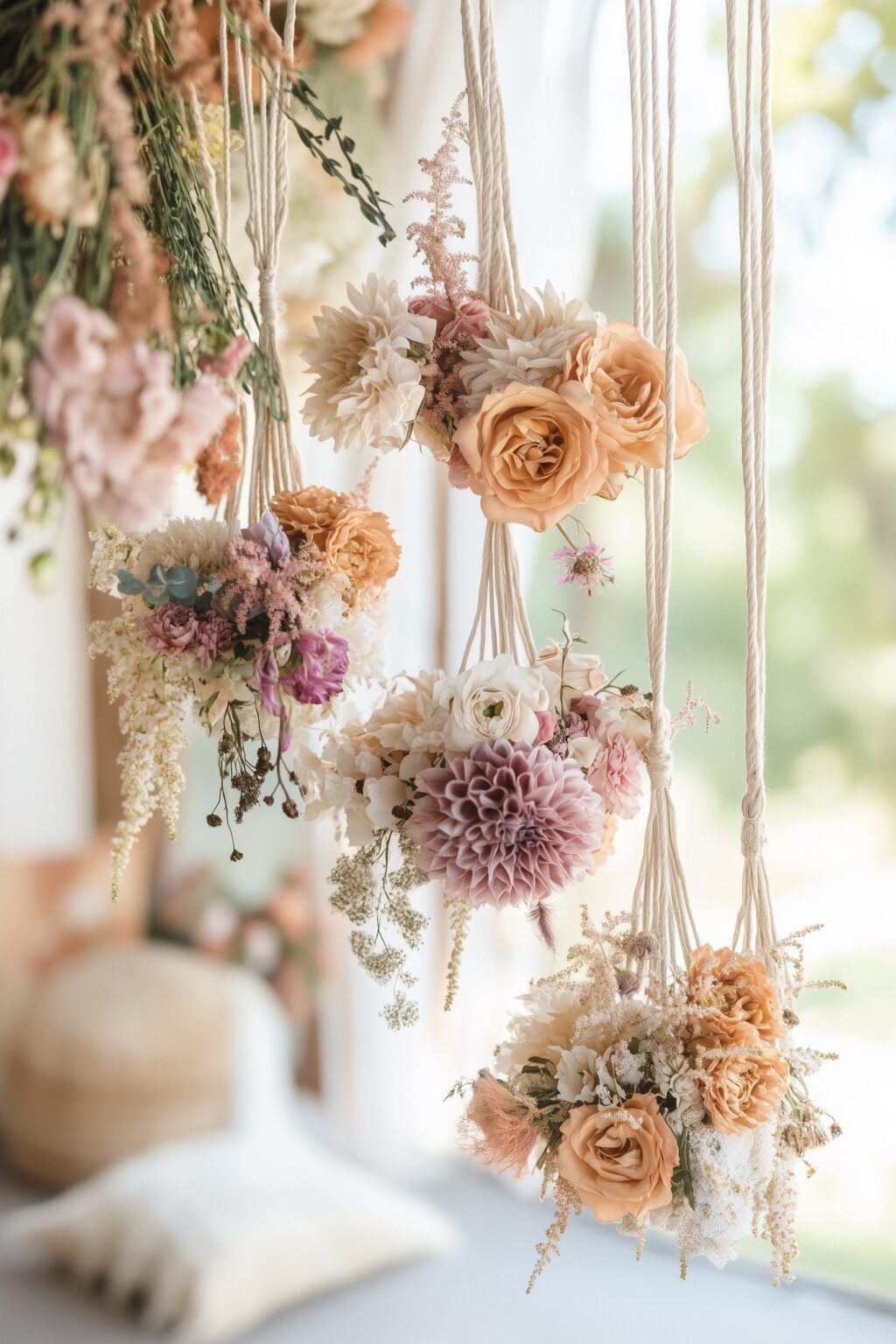 comment crée rideaux fleurs séchées vintage