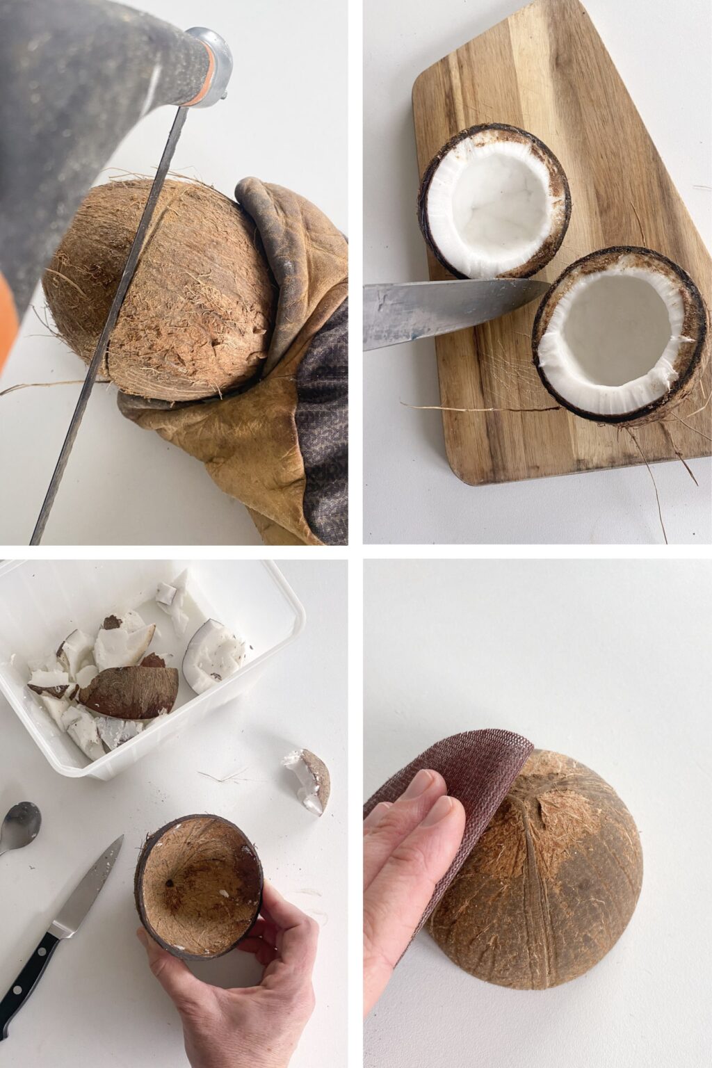 commet ouvrir noix coco en deux scie