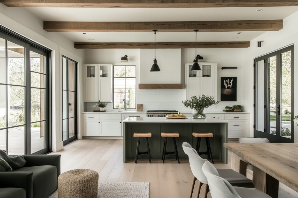 cuisine style campagne blanche bois kaki - blog déco