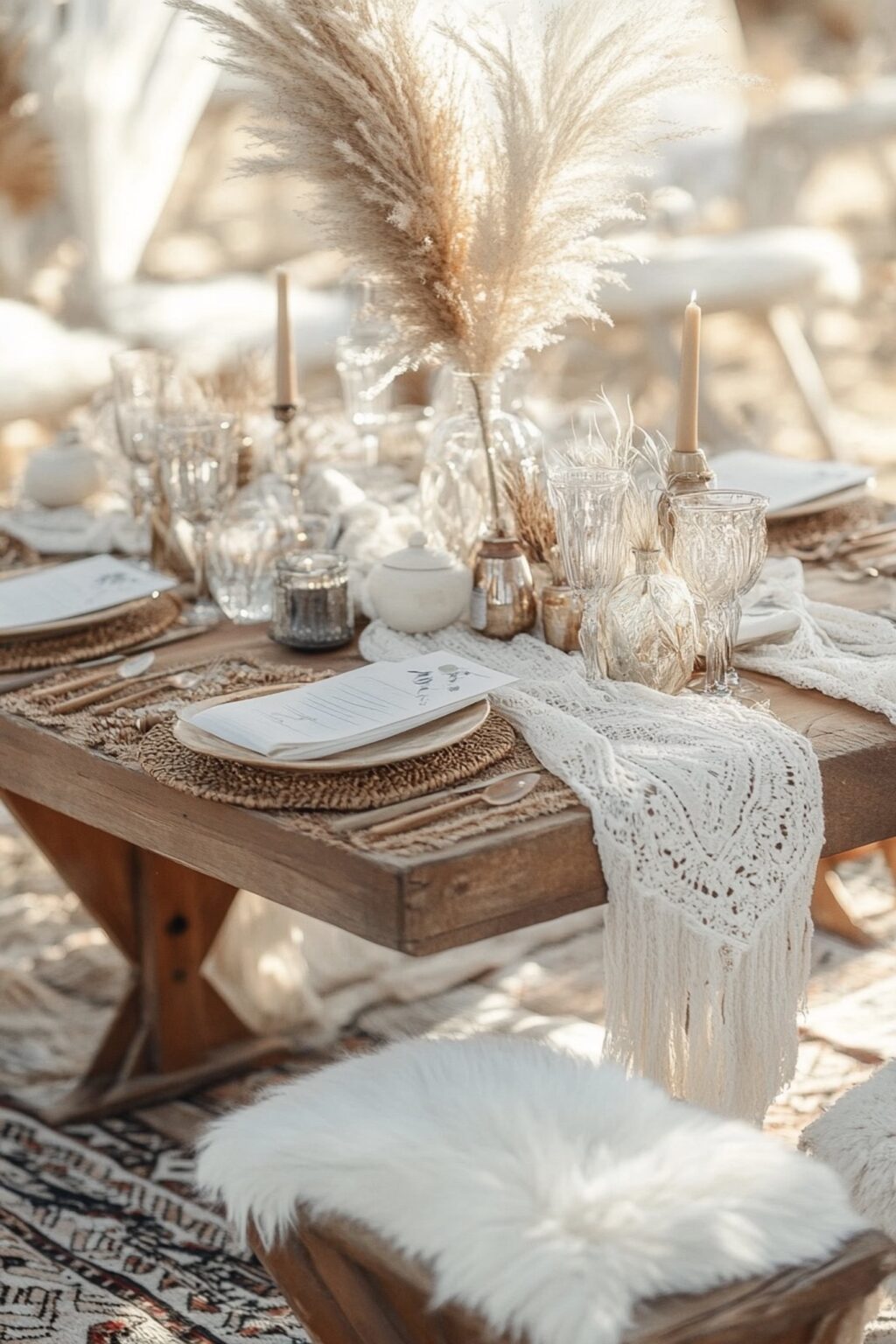 déco mariage bohème plage table sable