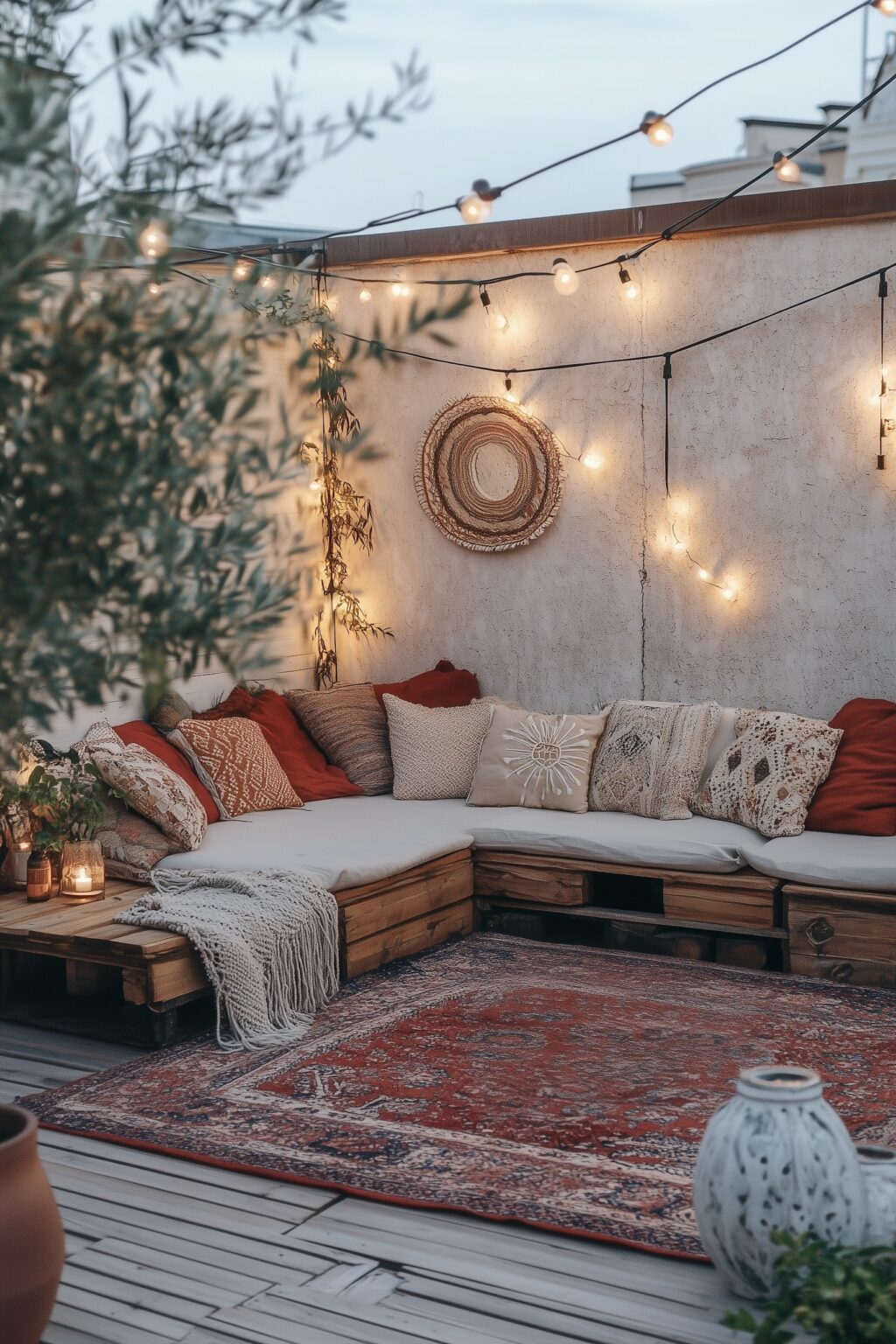 décoration bohème canapé terrasse palettes