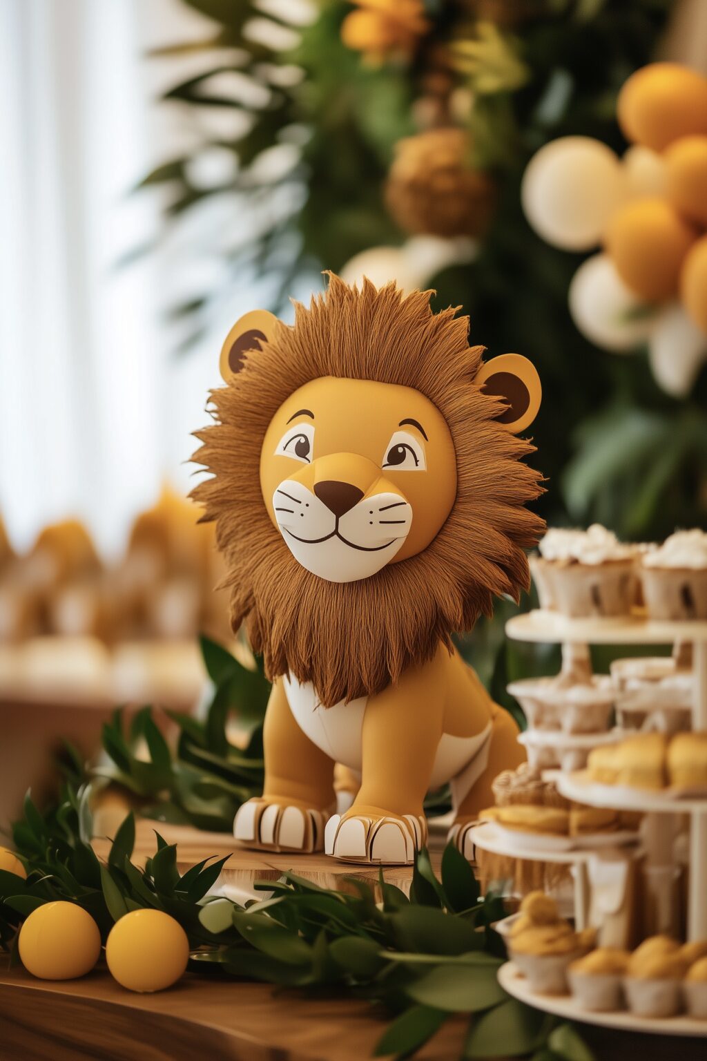 décoration cupcakes jaune anniversaire gouter savane