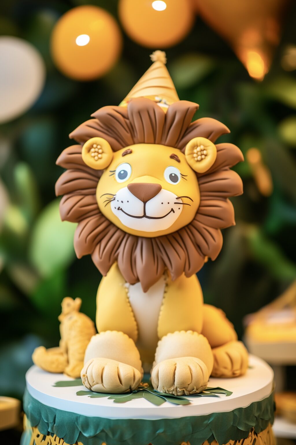 fête anniversaire thème lion gateau-pate-sucre