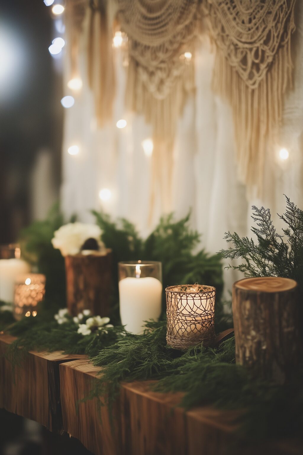 fête hivernale décoration bougie bois sapin thème nature