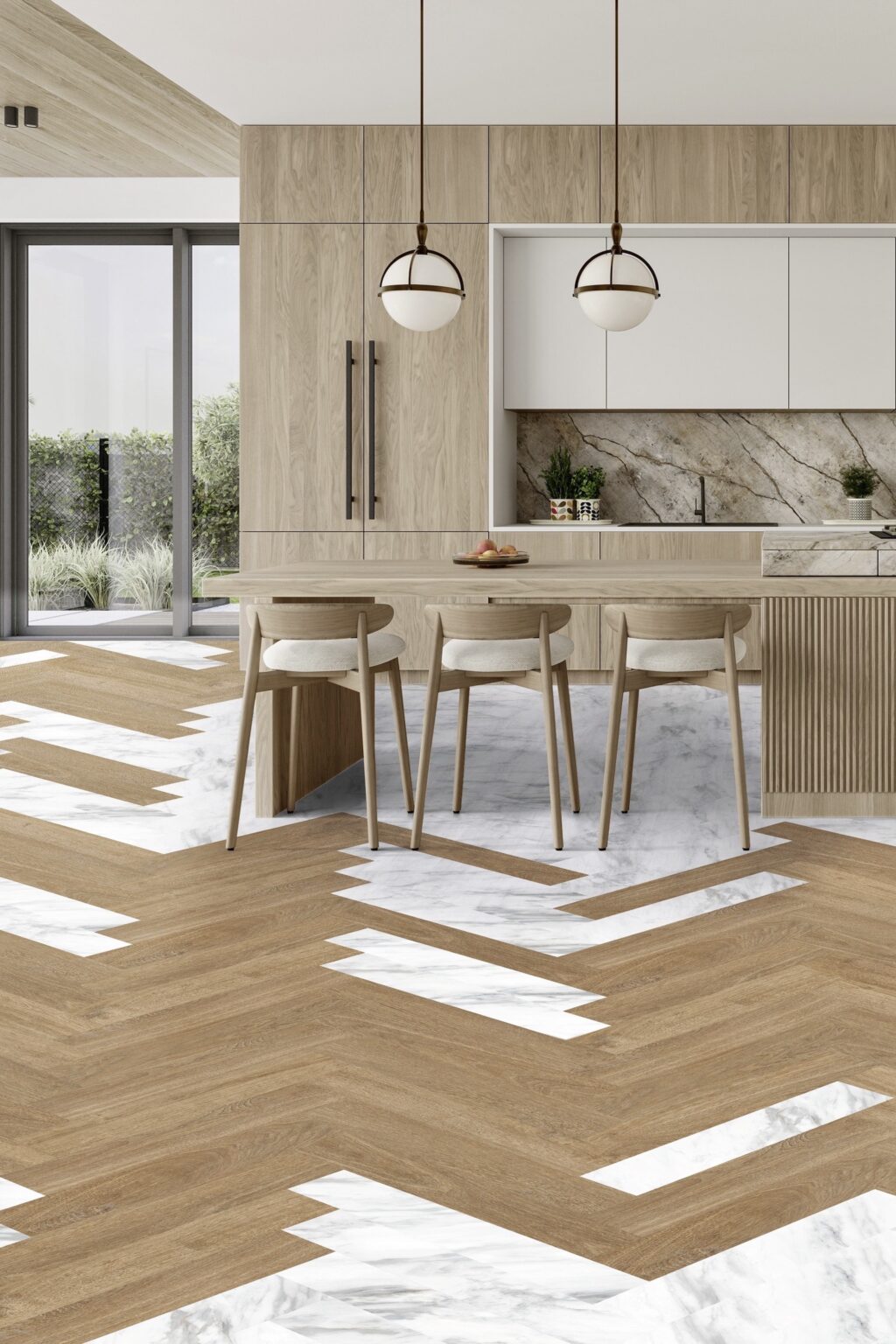 senso unik Gerflor idée déco originale mélange sol cuisine