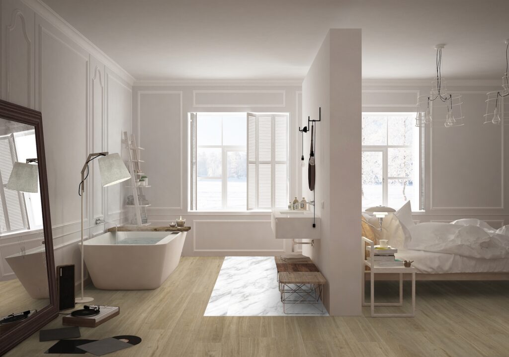 suite parentale revêtement sol marbre bois