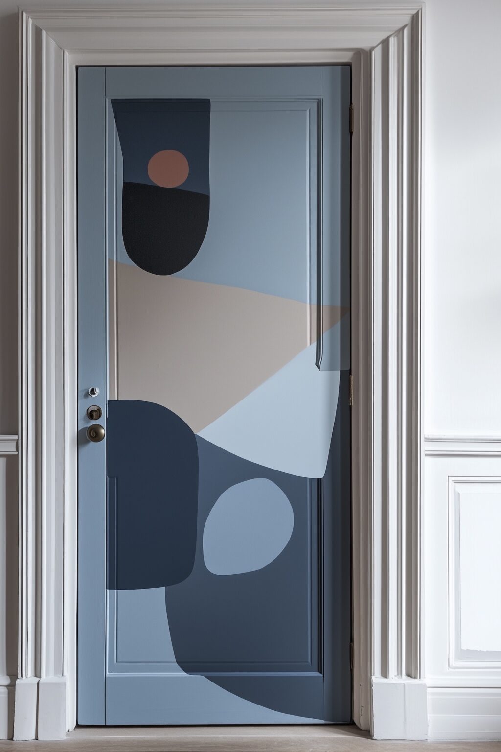 Nuances bleus bandes colorées en contraste mur