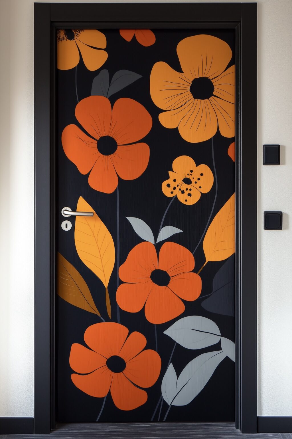Peinture artistique mur porte fleurs décoration motif