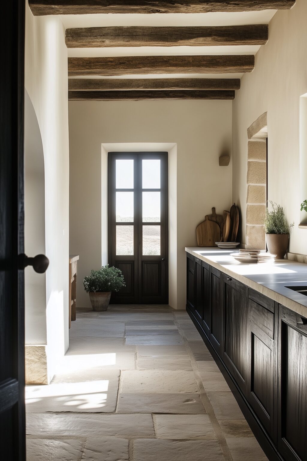 aménagement cuisine longueur noire maison campagne