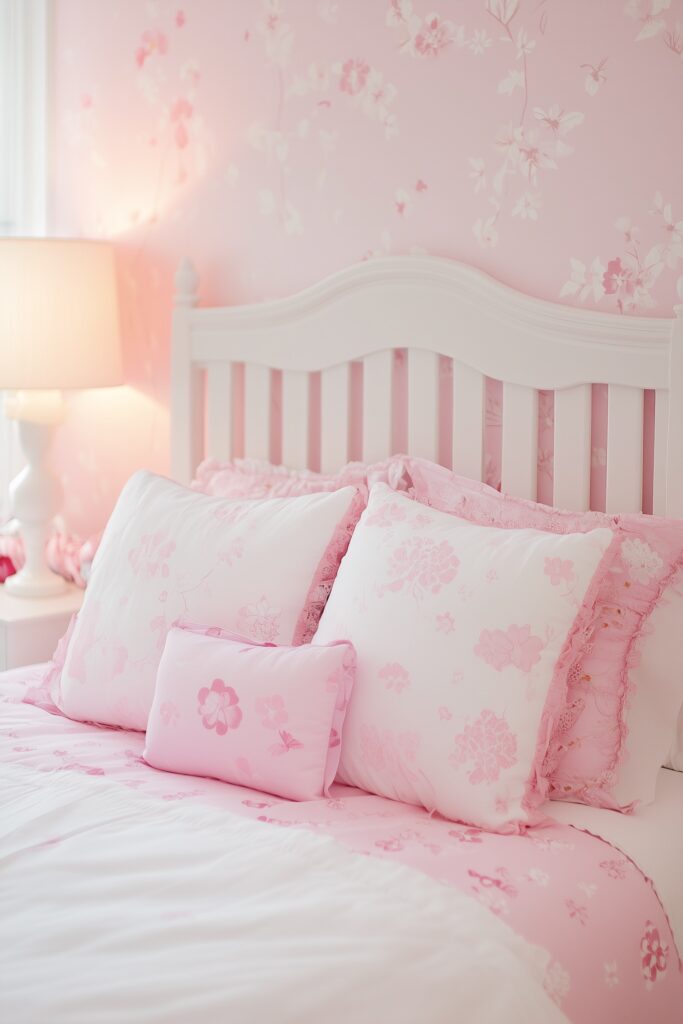 Idée déco chambre kawaii rose papier peint