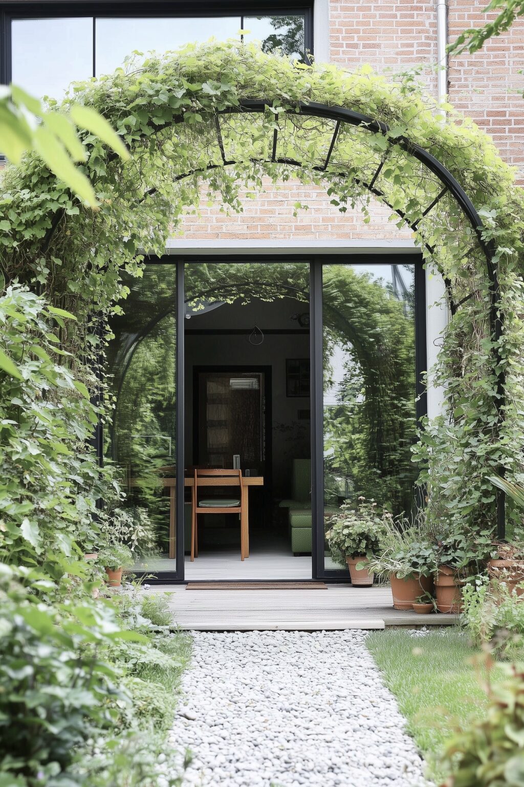 ombrage terrasse jardin naturel treillage arche plante grimpante