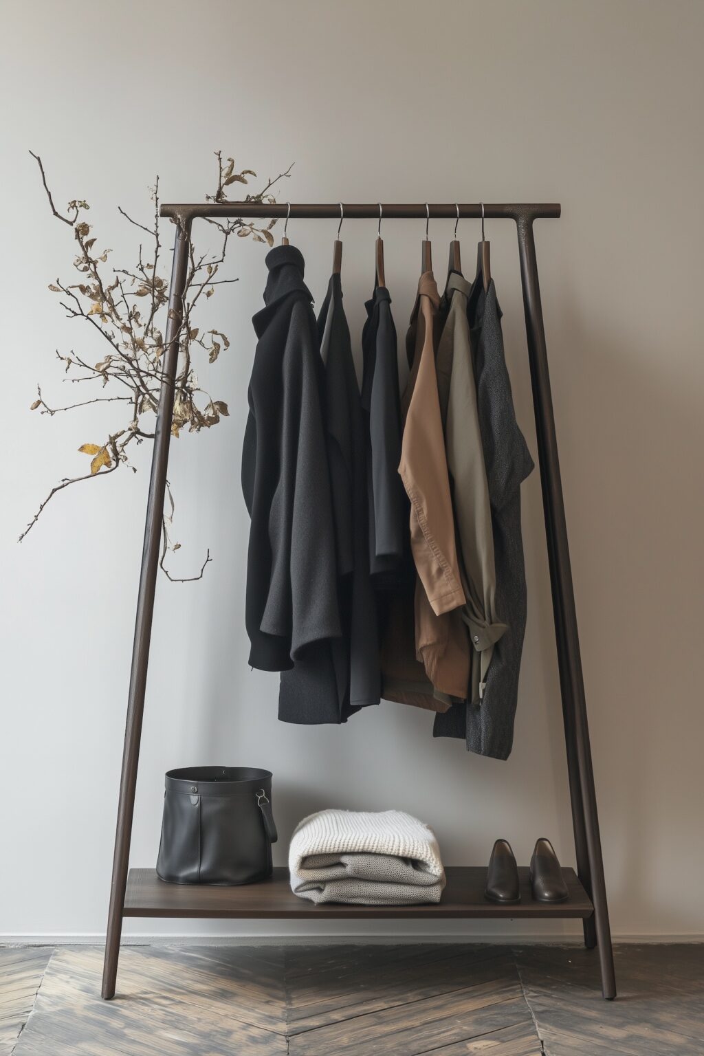 penderie ouverte noyer pour homme bois foncé
