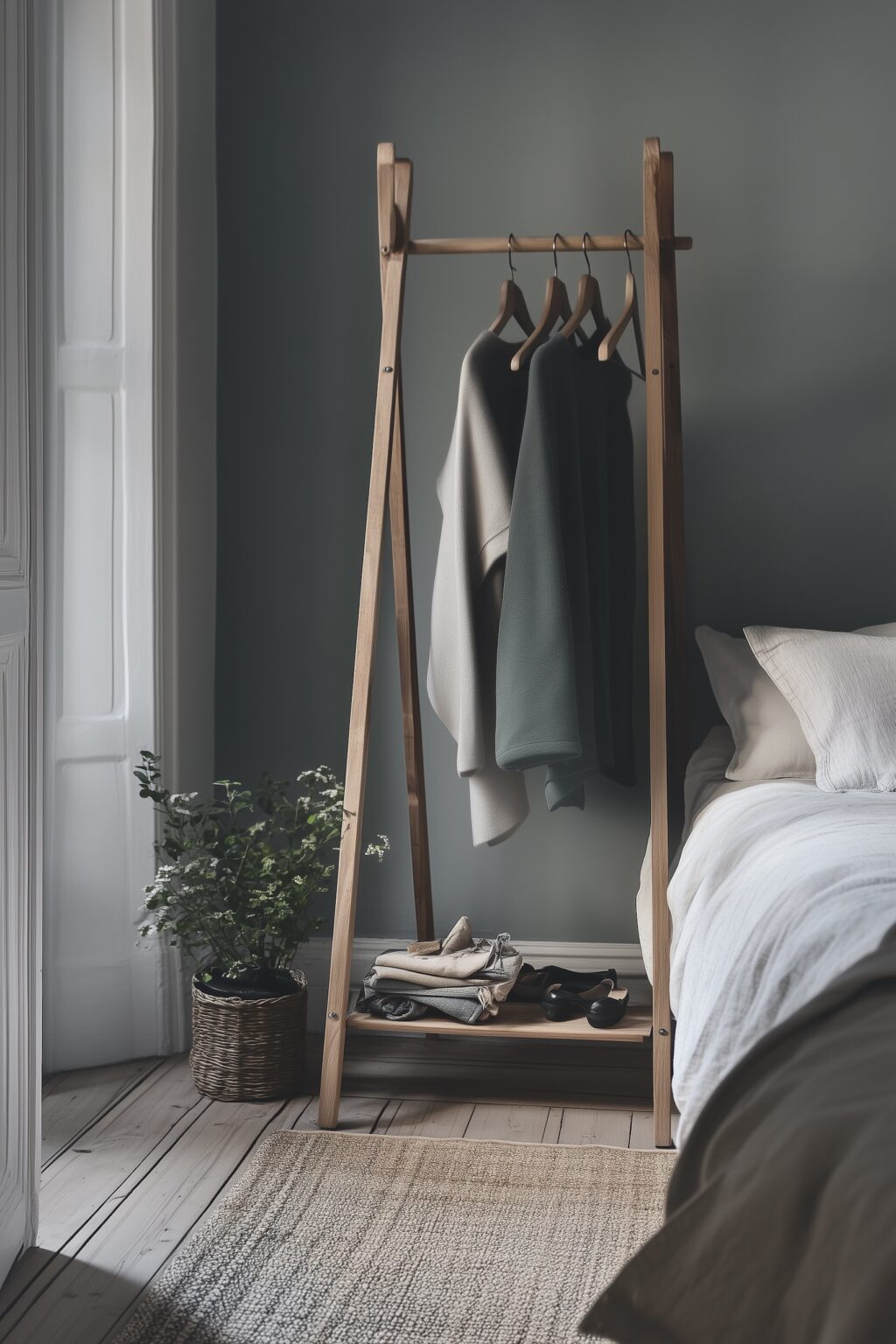 penderie ouverte sobre décoration chambre grise