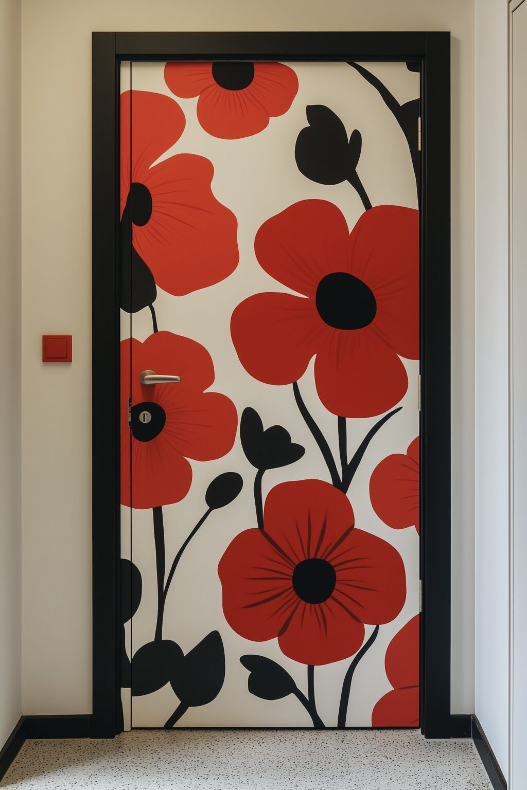 personnaliser porte autocollant géant coquelicot diy