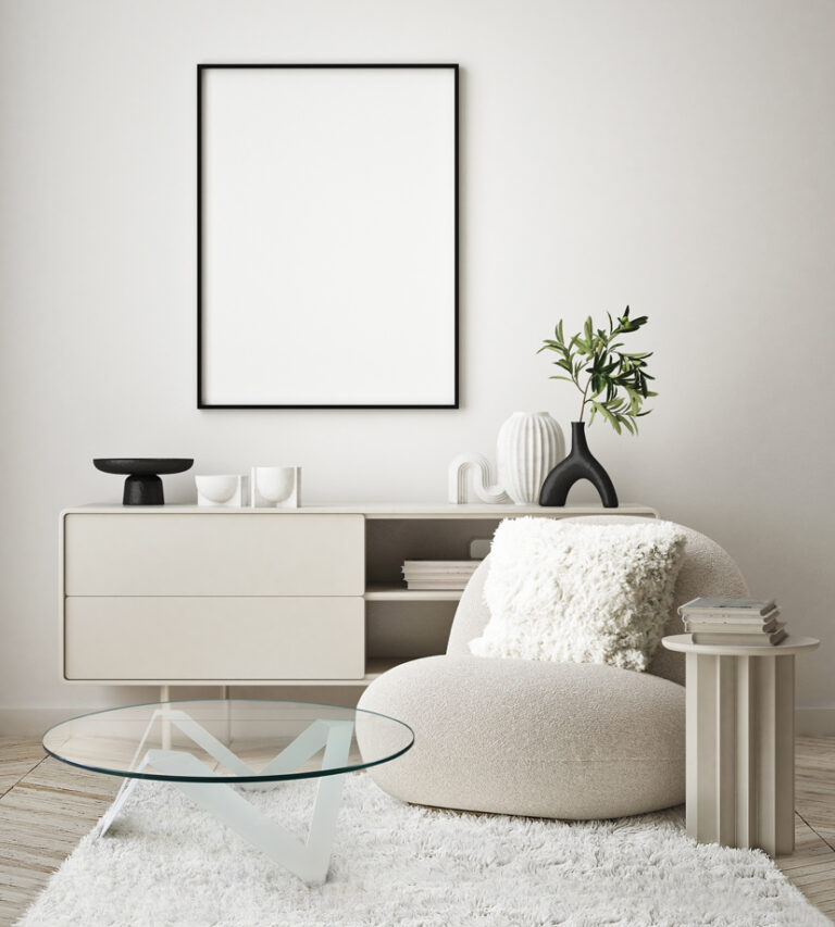 tables basses verre métal salon noir blanc boho