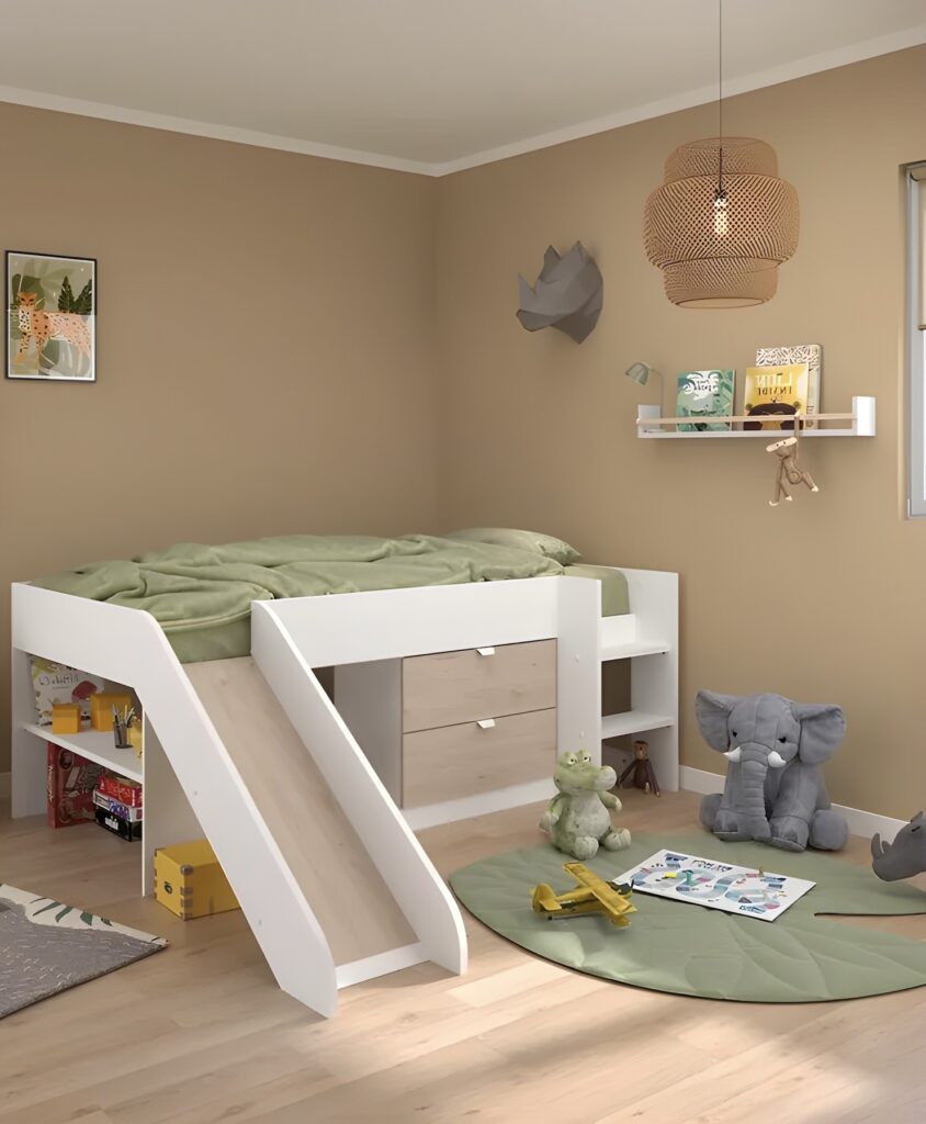 idée déco chambre beige vert peinture murale