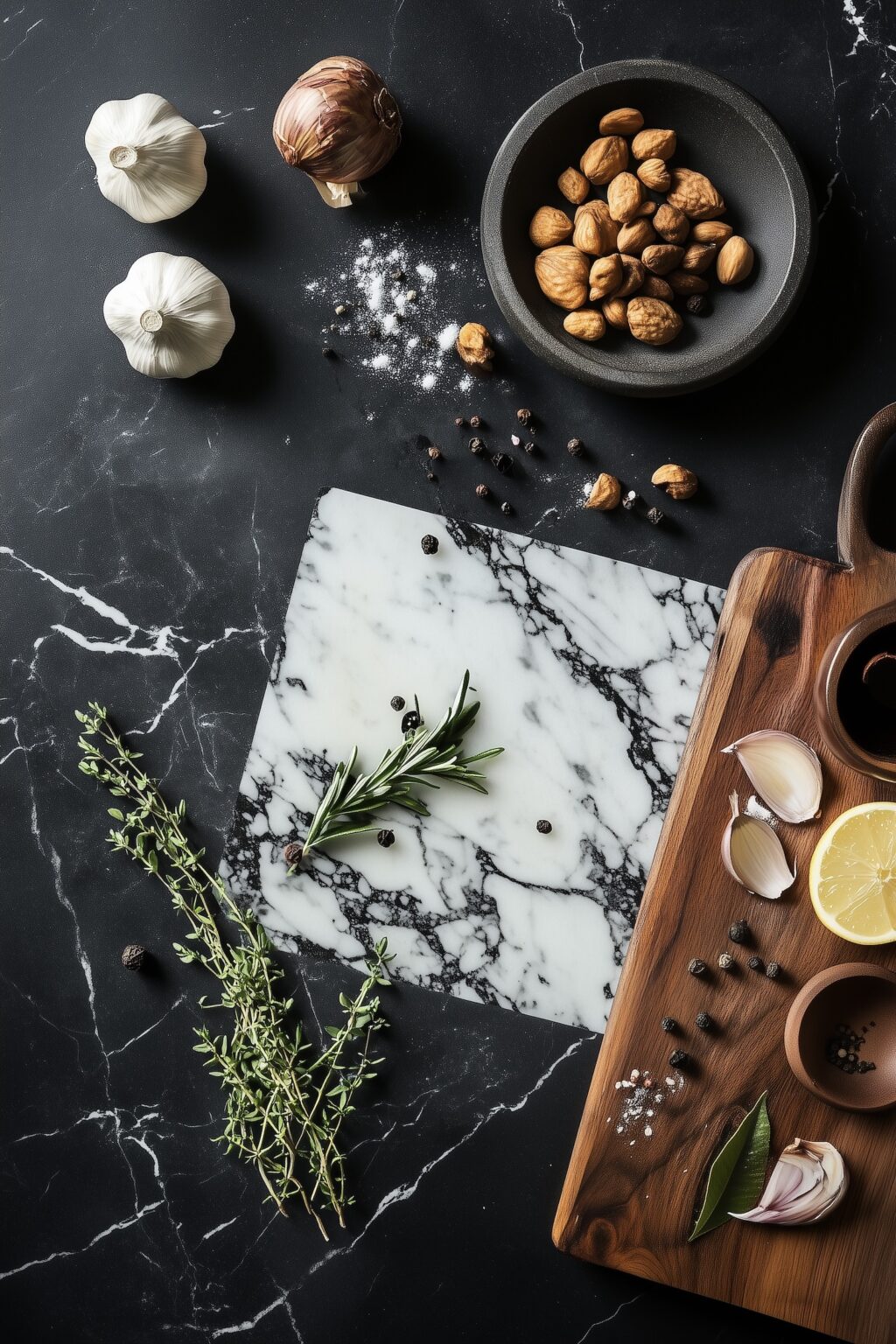 mélange granit blanc noir plan de travail ilot