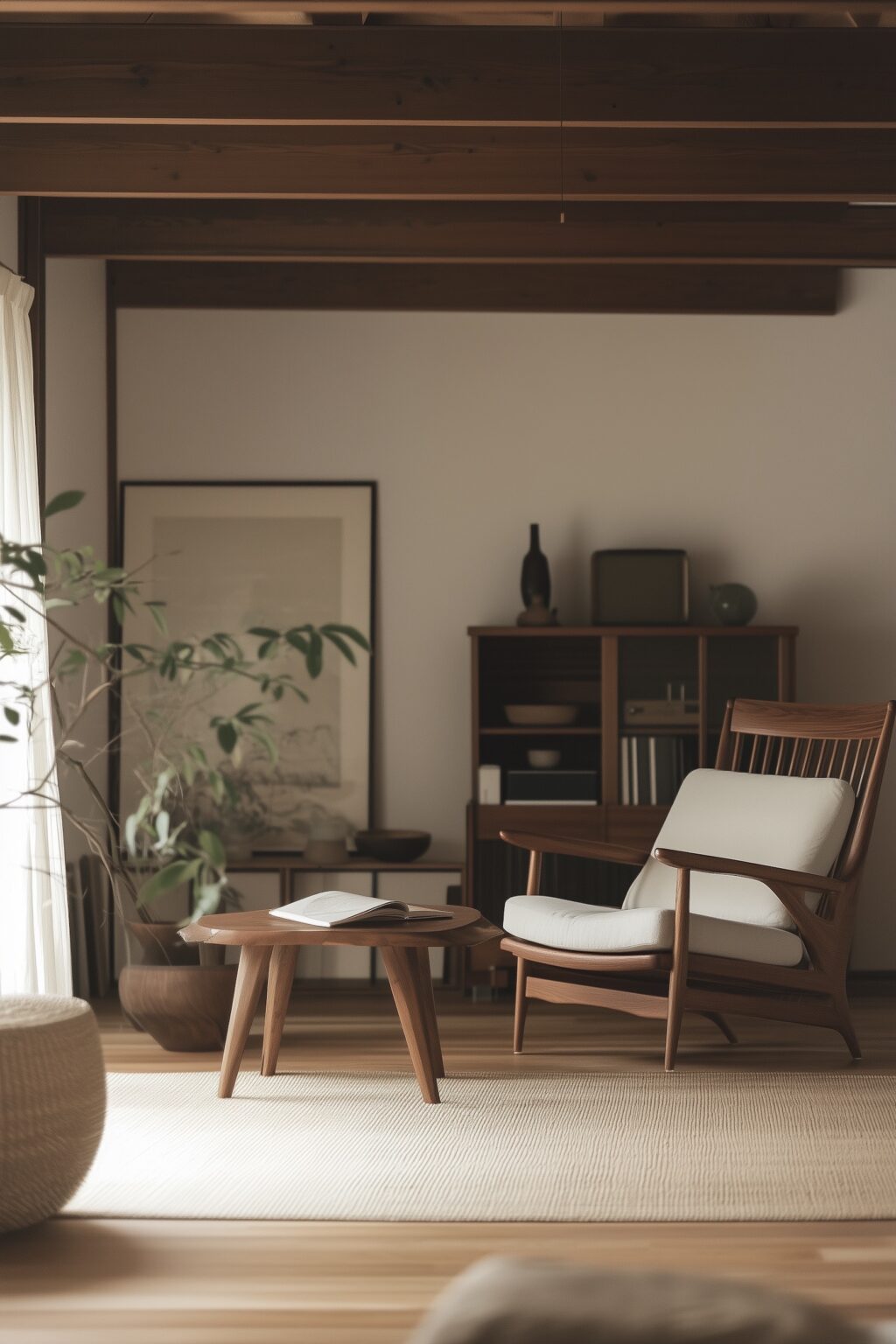 rangement essentiel mobilier bois japonais séjour