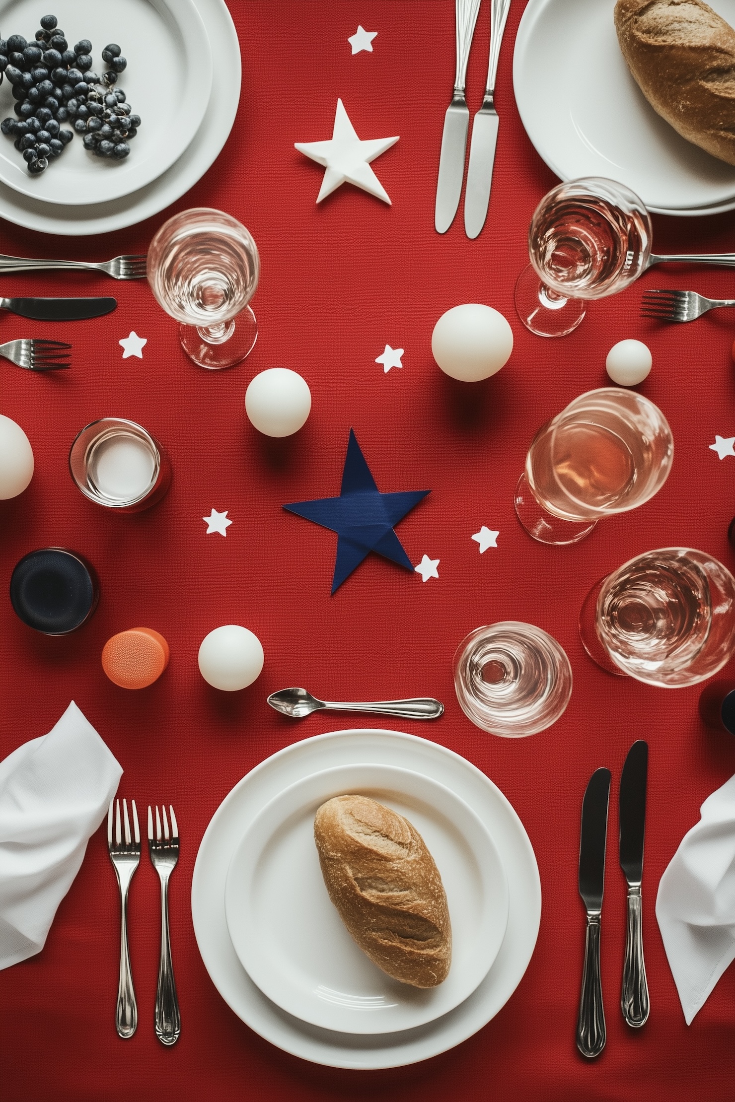 HEREER Lot De 2 Décorations De Fête Françaises Avec Drapeau Français Bleu Blanc Et Nappe Pour Fête Française Thème Américain