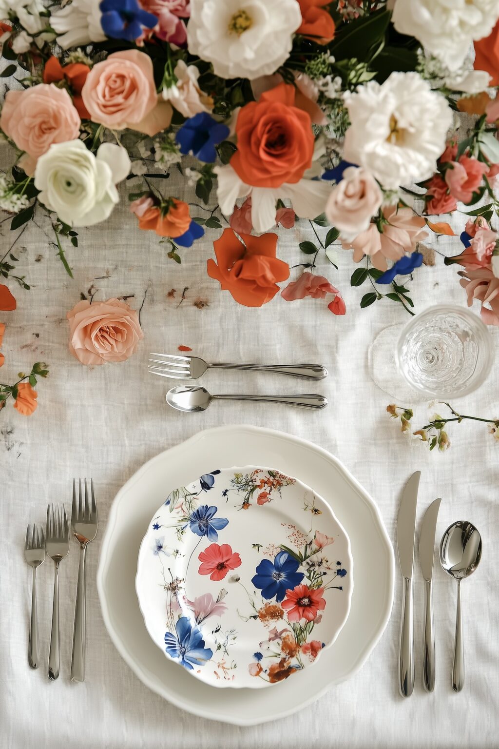 bouquet champêtre assiette motif floral table charme