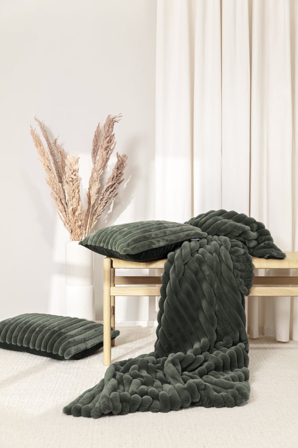 édredon coussin velours côtelé vert forêt