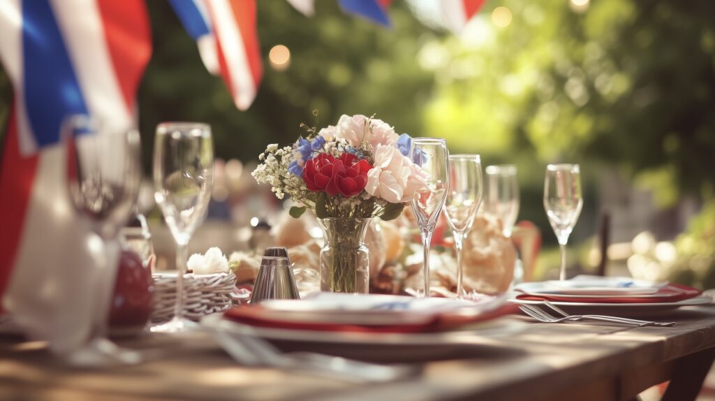 idées déco table 14 juillet repas en extérieur