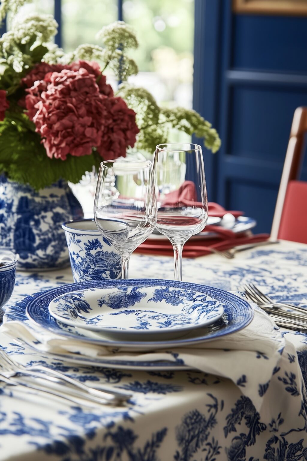 idées déco table 14 juillet vaisselle toiles de Jouy