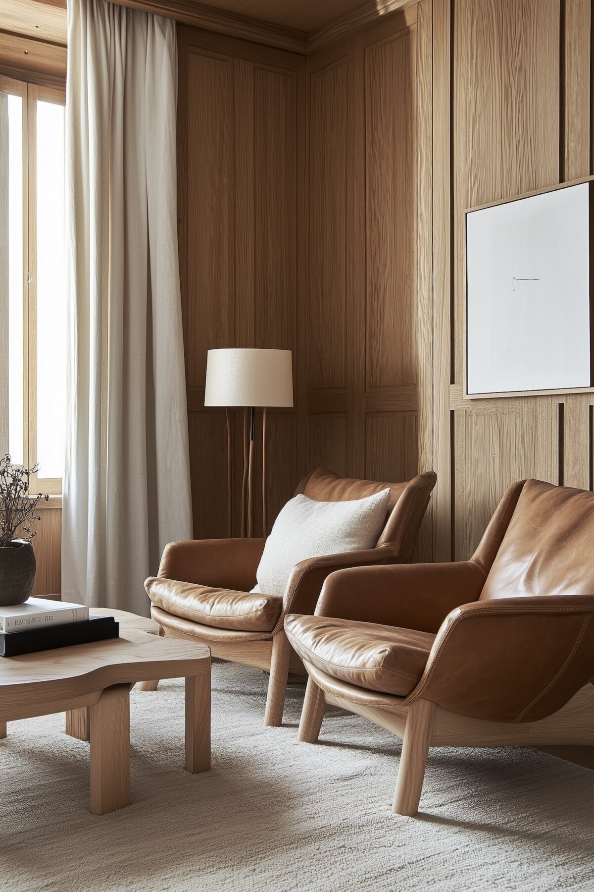 intérieur chalet Megève bois lin séjour