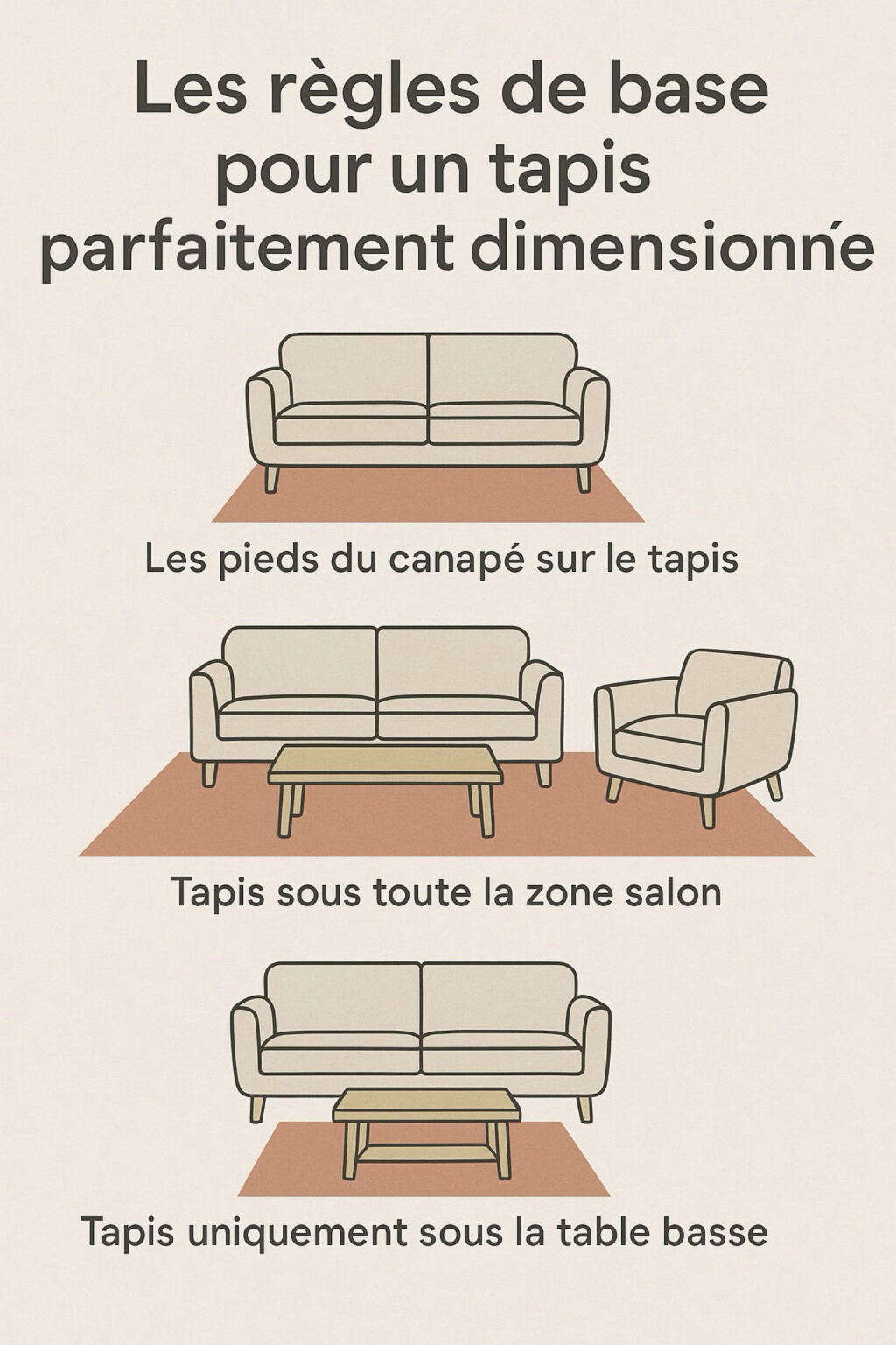règles dimensions tapis salon schéma - blog déco