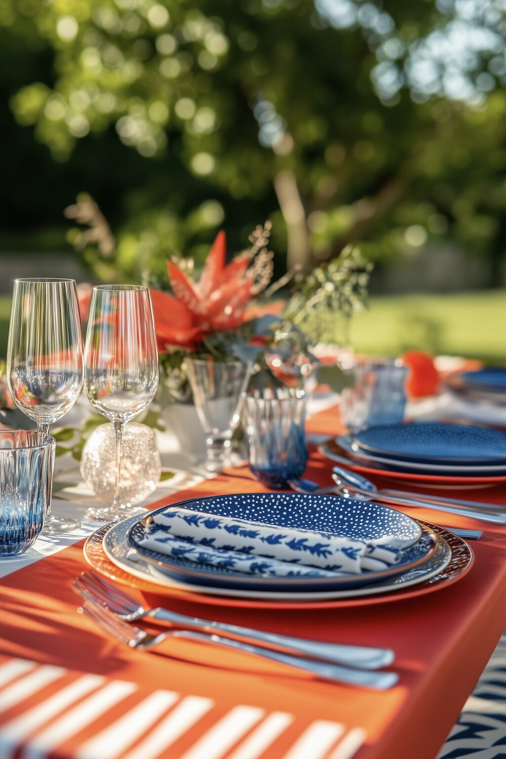 repas chic en extérieur coloré toile cirée